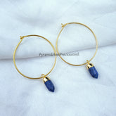 lapis lazuli earrings, blue pencil earrings, dangle earrings, pencil point earrings, electroplated earrings, lapis earring, gift for her